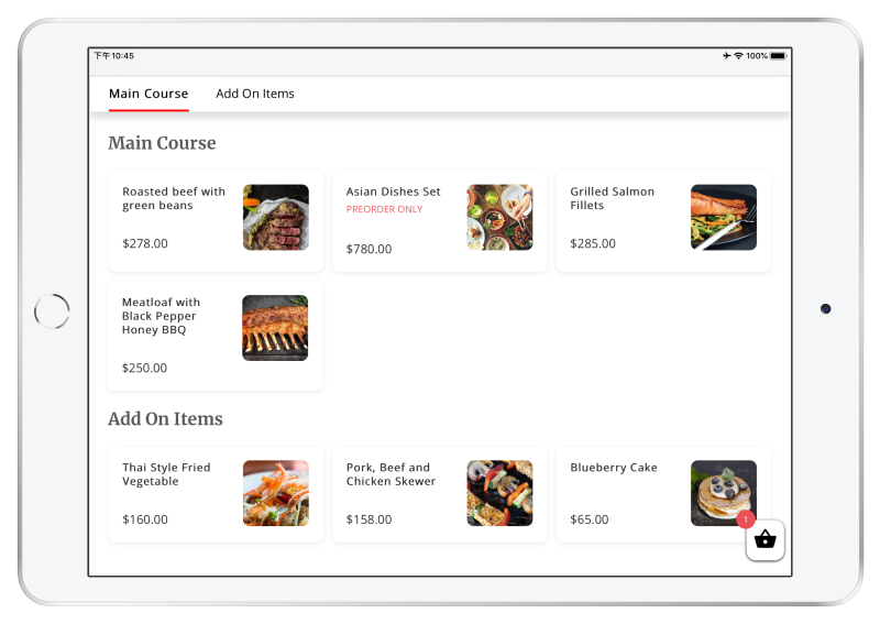 Kiwi Web Technology 的示範餐廳外賣 App 餐牌版面